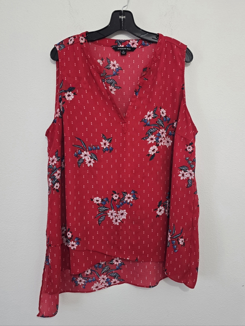 Zac & Rachel Sleeveless Red Floral Tank Top Blouse